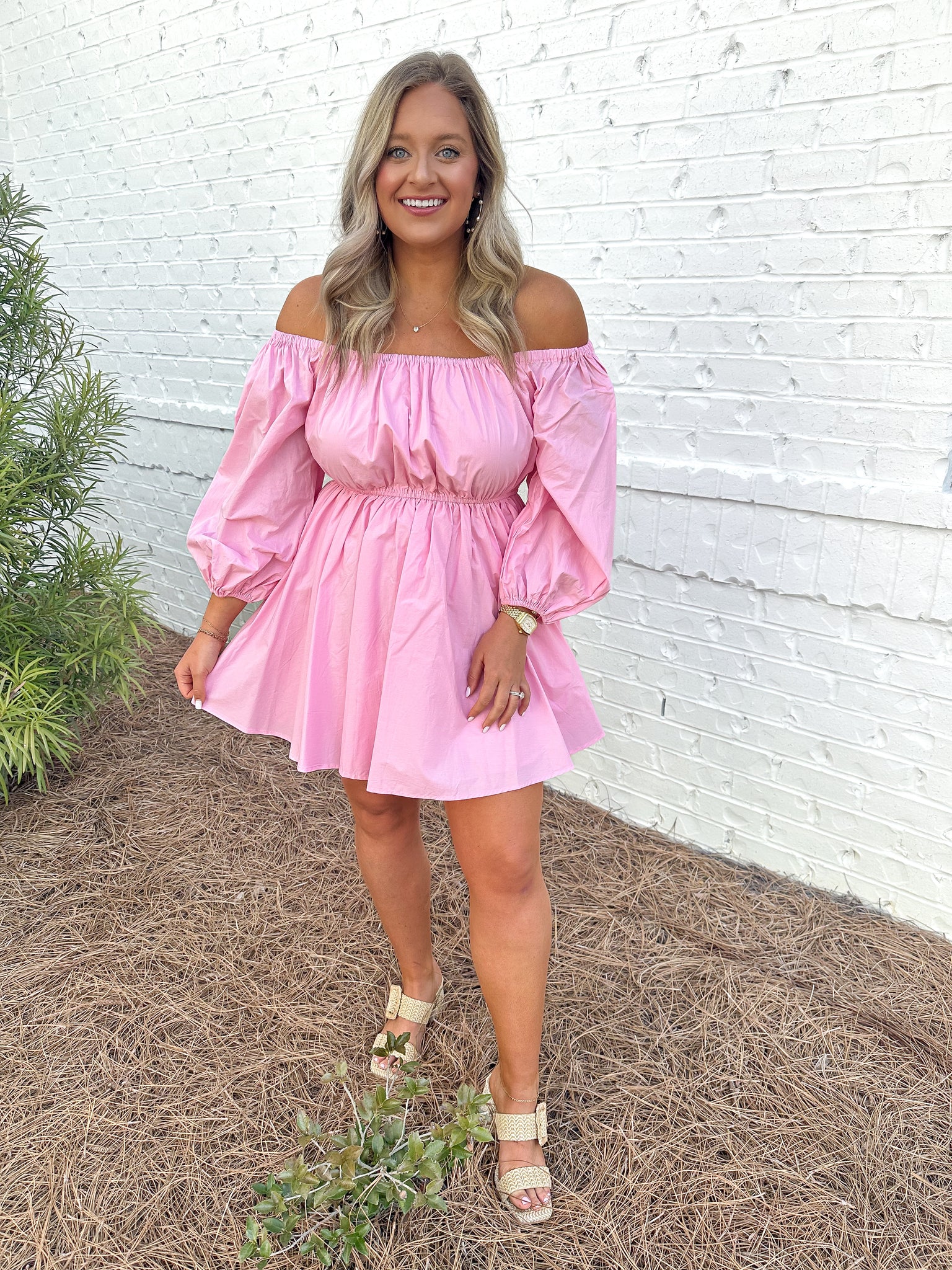 Pink Off Shoulder Dress