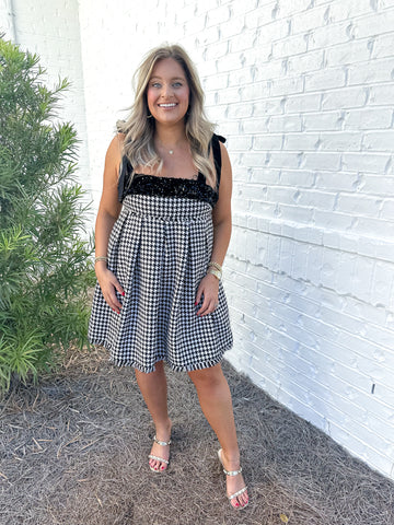 Houndstooth Tweed Dress